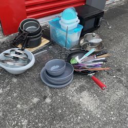 Lot Of Kitchen Items & Microwave