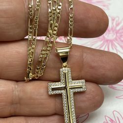 14k premium gold plated pave setting cz cross pendant and necklace 💫💫💫💫