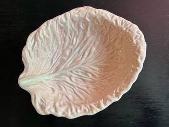 Vintage Portugal Pink Cabbage Leaf Ceramic Serving Bowl