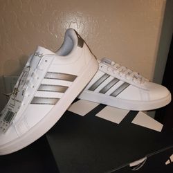 New Woman's White & Gold Adidas 