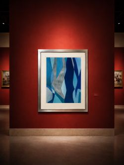 Abstract Blue and Silver Framed Art
