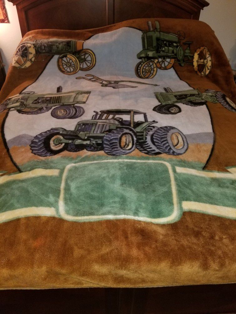 Heavy  Blanket With Pictures of Tractors