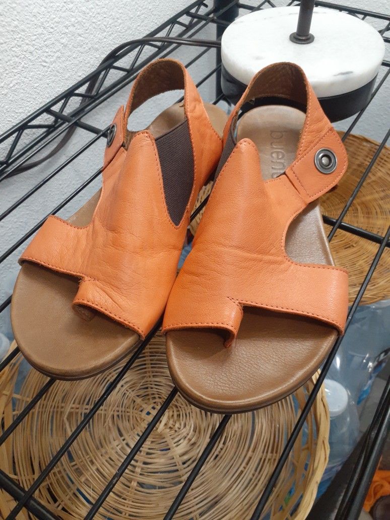 Bueno Orange Leather Sandals 