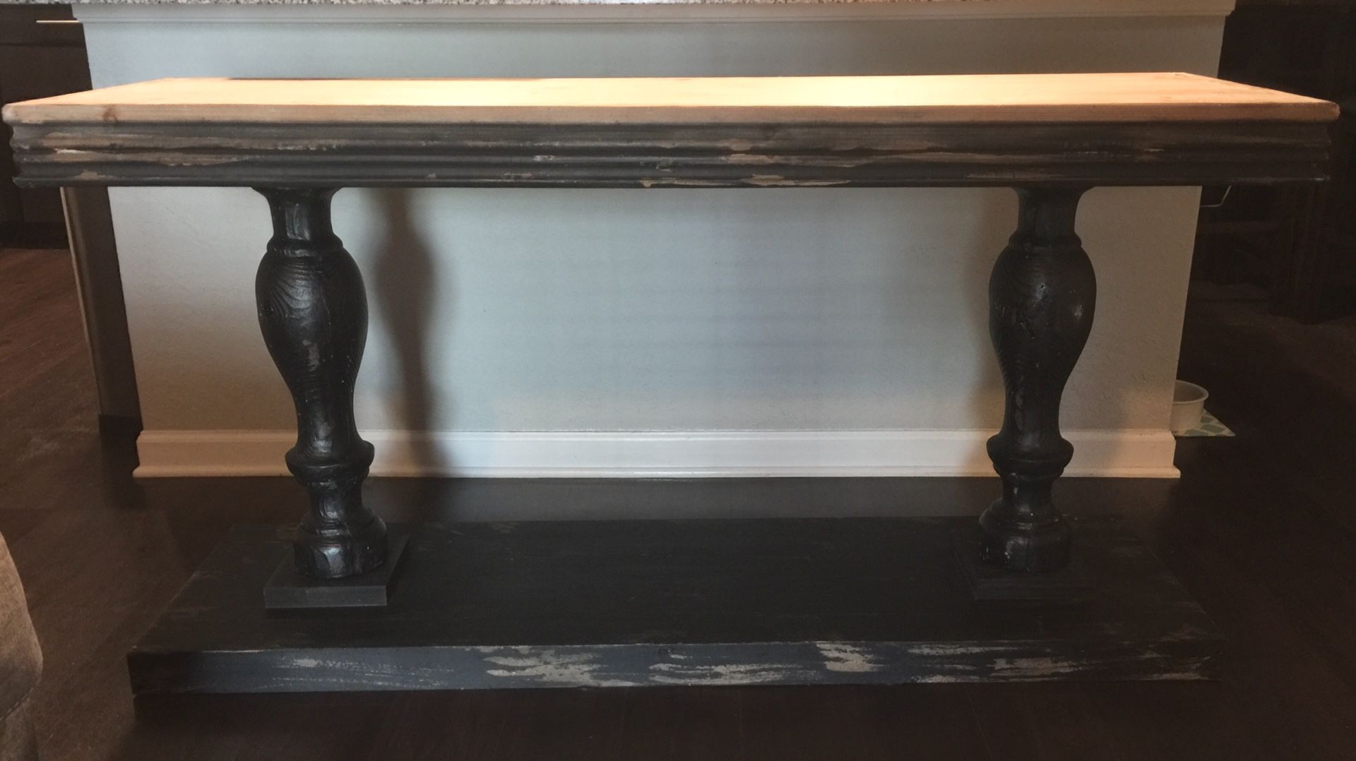 Kirkland's Distressed Black Double Pedestal Console Table