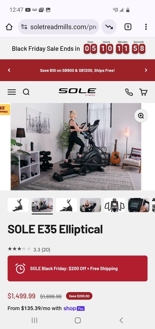 E35 SOLE ELIPTICAL EXERCISE MACHINE