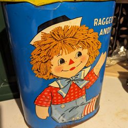 Vintage Raggedy Ann And Andy Trash Can