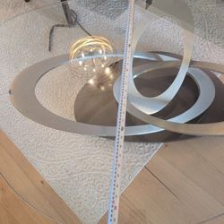 Modern Glass Coffee Table With Mixed Metal Base 