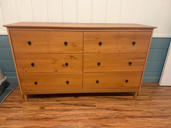 Walker Edison Modern 6-Drawer Solid Wood Dresser Bedroom Storage, 57 Inch, Caramel