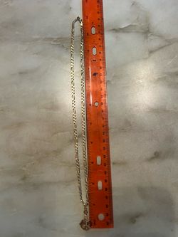 Gold  Figaro Chain Necklace with Pendant