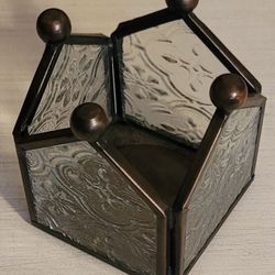 2.25" Square, 2.5"high Glass And Metal Candle Holder