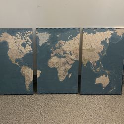 Large 3-piece World Map Canvas Art