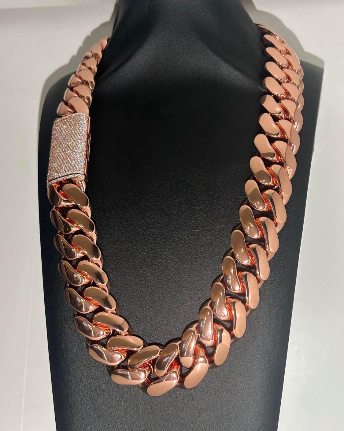 14k Miami Cuban Link Rose Gold Plated 20mm Heavy Chain 