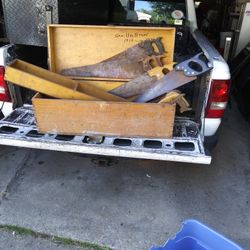 Antique Saw Box. Includes Eight Saws