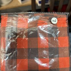 Black and Orange Plaid Table Cloth   New black and orange plaid fabric, size L. 