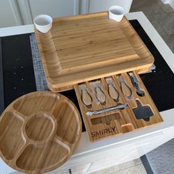 SMIRLY Charcuterie Board Set with Serving Accessories, Bamboo