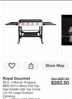36 in. 4-Burner Propane BBQ Grill in Black Flat Top Gas Griddle with Top Cover Lid, for Large Outdoor Camping