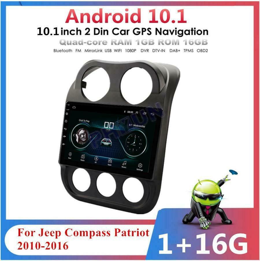 10.1" For 10-16 Jeep Patriot Compass Android 10.1 Radio Stereo GPS Head Unit 16G