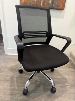 Black Office Chair - Ergonomic Home Office Chairs with Wheels Computer Desk Chair Mid Back Task Chair with Armrests Lumbar Support