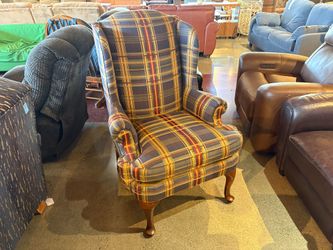 THOMASVILLE Plaid Wingback Armchair