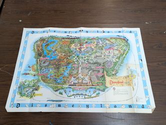 Vintage Disneyland U.S.A. Park Map Poster Walt Disney Magic Kingdom Anaheim CA