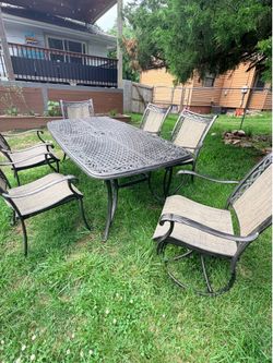 Outdoor dining table and chairs