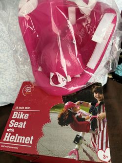 New York Doll 18 Inch Bike Seat With Helmet. Location West Lancaster, CA