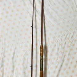 Vintage MONTAGUE 2-Piece Bamboo Fly Rod 90” (7.5 ft) Brass Fittings w/ Patina