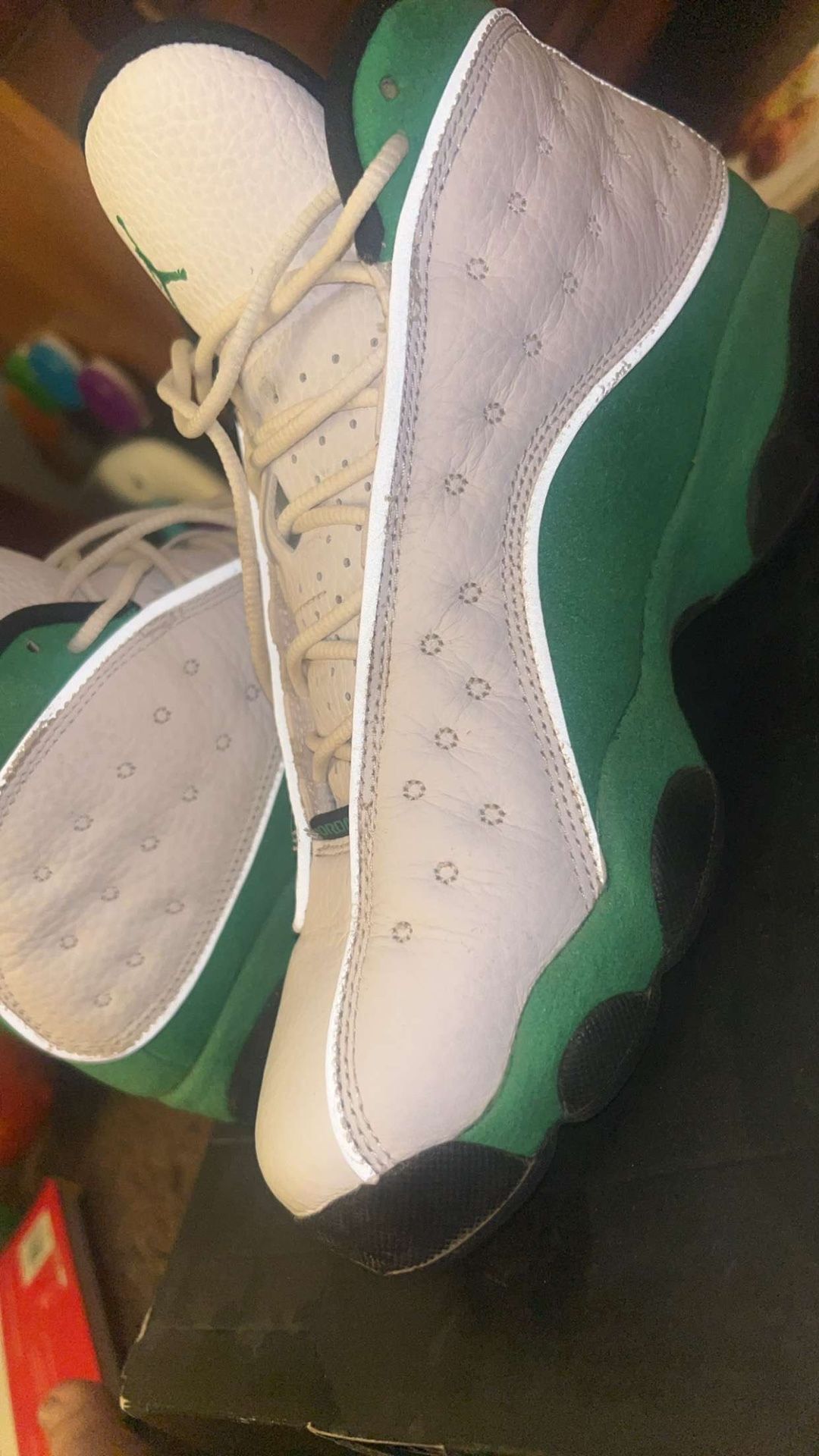 jordan 13 white n green 