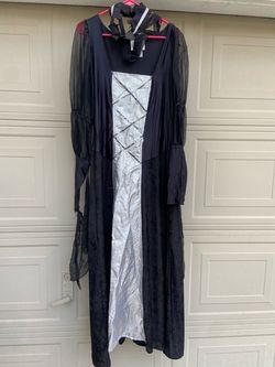 Black and Silver Medieval Witch Costume Dress