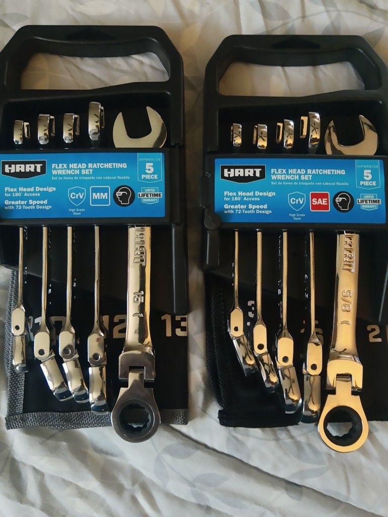 2 New Sets Of Flex Head Racheting Wrench Sets