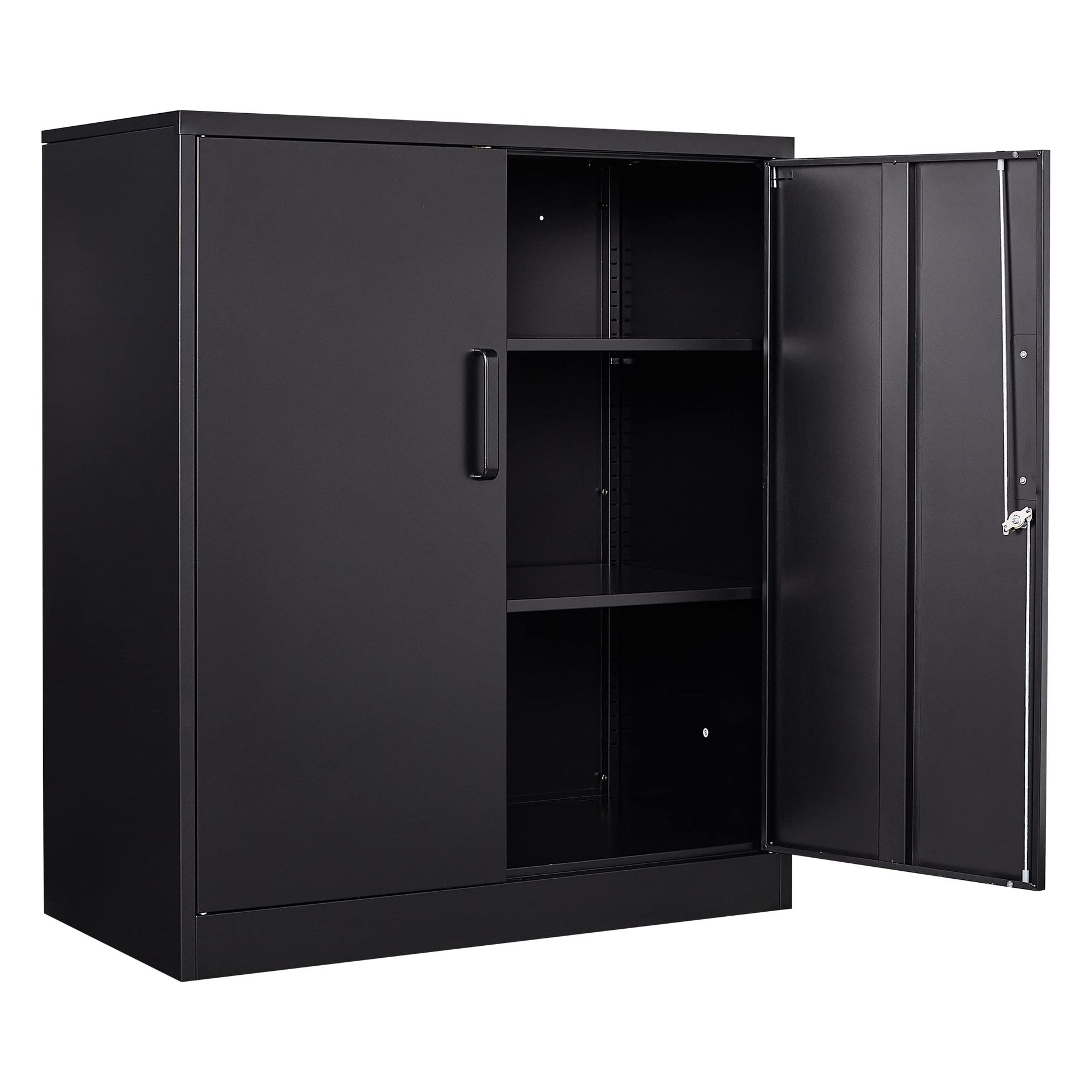 Metal Storage Cabinet Locked Steel Cabinet with 2 Adjustable Shelves,Office Cabinet Locking Tool Cabinets,Kitchen Storage Cabinet metal locker Small C