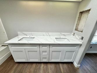 72 inch white vanity  with countertop and 3 drawers