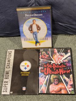 Lot of 3 DVDs Field of Dreams WWE Steelers