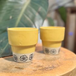 Decorative Glazed Ceramic Flower Pots Small Set Of 2 Indoor Outdoor  