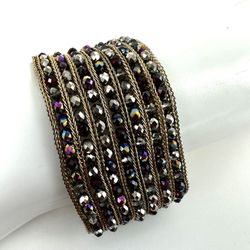 Kenneth Cole New York  Faceted    wide  gold tone  Magnetic  clasp Bracelet 