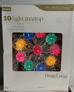  Vintage Noma Light-Up Tinsel Star Tree Topper-Multicolored Iridescent Bulbs ✨See Details Below🎄