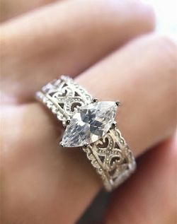 SONA Diamond (CZ) 925 Sterling Silver Wedding Ring Size 5-10