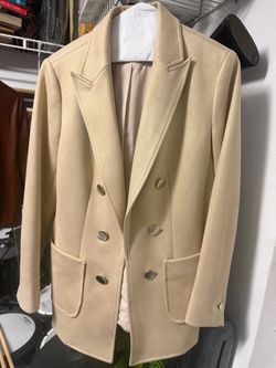 Anne Klein Women’s Beige Double-Breasted Blazer – Medium