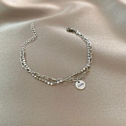 New Love Pendant Double Layers Bracelet 