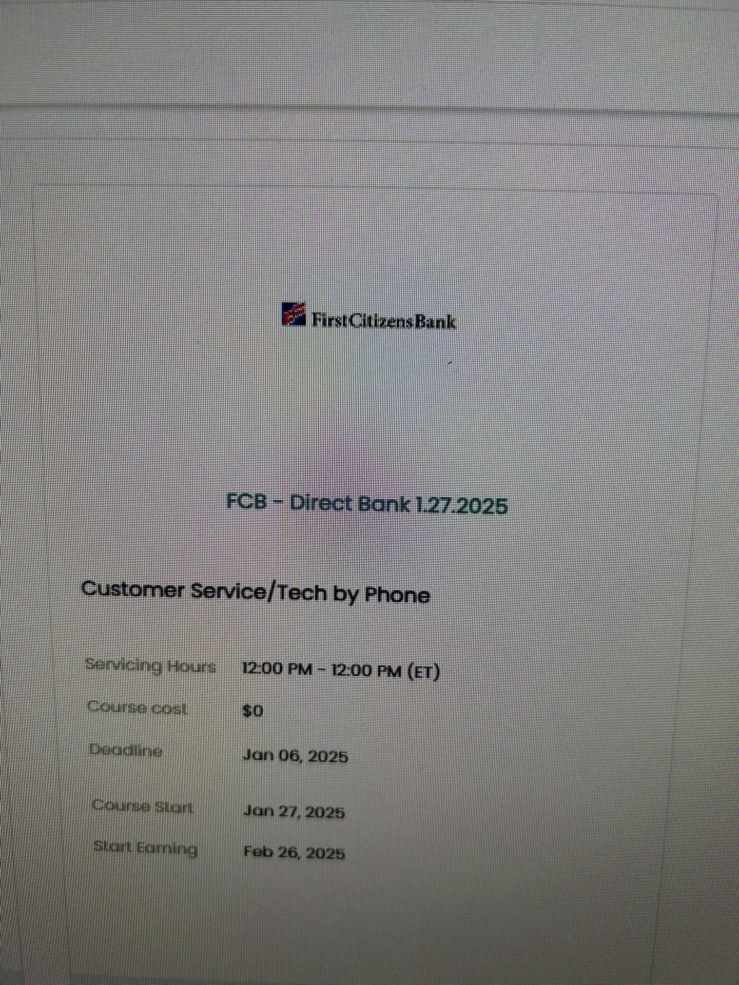First Citizens Bank/Customer Services Reps Needed!