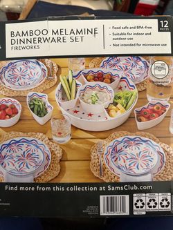 Bamboo Melamine Dinnerware Set Fireworks 12-Piece