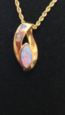Beautiful Opal and Diamond Pendant
