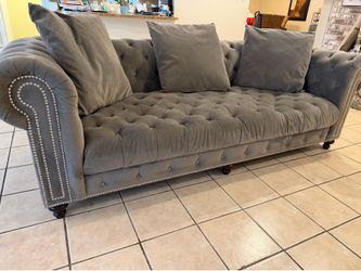 ✨ Z Gallerie Tufted Chesterfield Sofa – Gray Velvet ✨