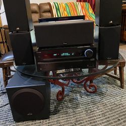 The Onkyo TX-NR609 is a 7.2-channel network A/V receiver + Polk Audio speakers set subwoofer