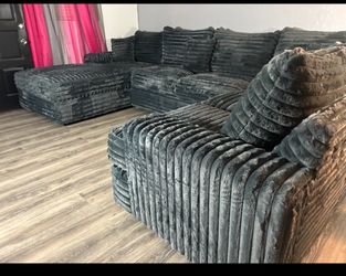 (ANY COLOR) Brand New Dark Gray Corduroy Sectional Sofa with Chaise