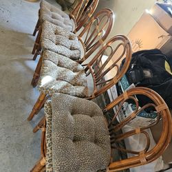 4 Ratan Wood Chairs