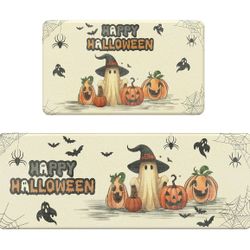 GENIMO Halloween Decorations - Kitchen Mats for Floor, 2PCS Kitchen Rugs, Cushioned Anti Fatigue Mat for Home Decor, Waterproof Non-Slip Comfort Stand