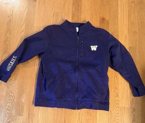 Champion Men’s 2XL Purple Fleece Full Zip Mock Neck UW Huskies Sweatshirt