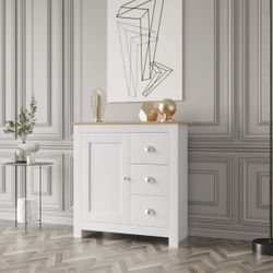 Sideboard Cupboard, White High Gloss Dining Room Buffet Storage Cabinet Hallway Living Room TV Stand Unit Display Cabinet with Drawer and 2 Do。$80