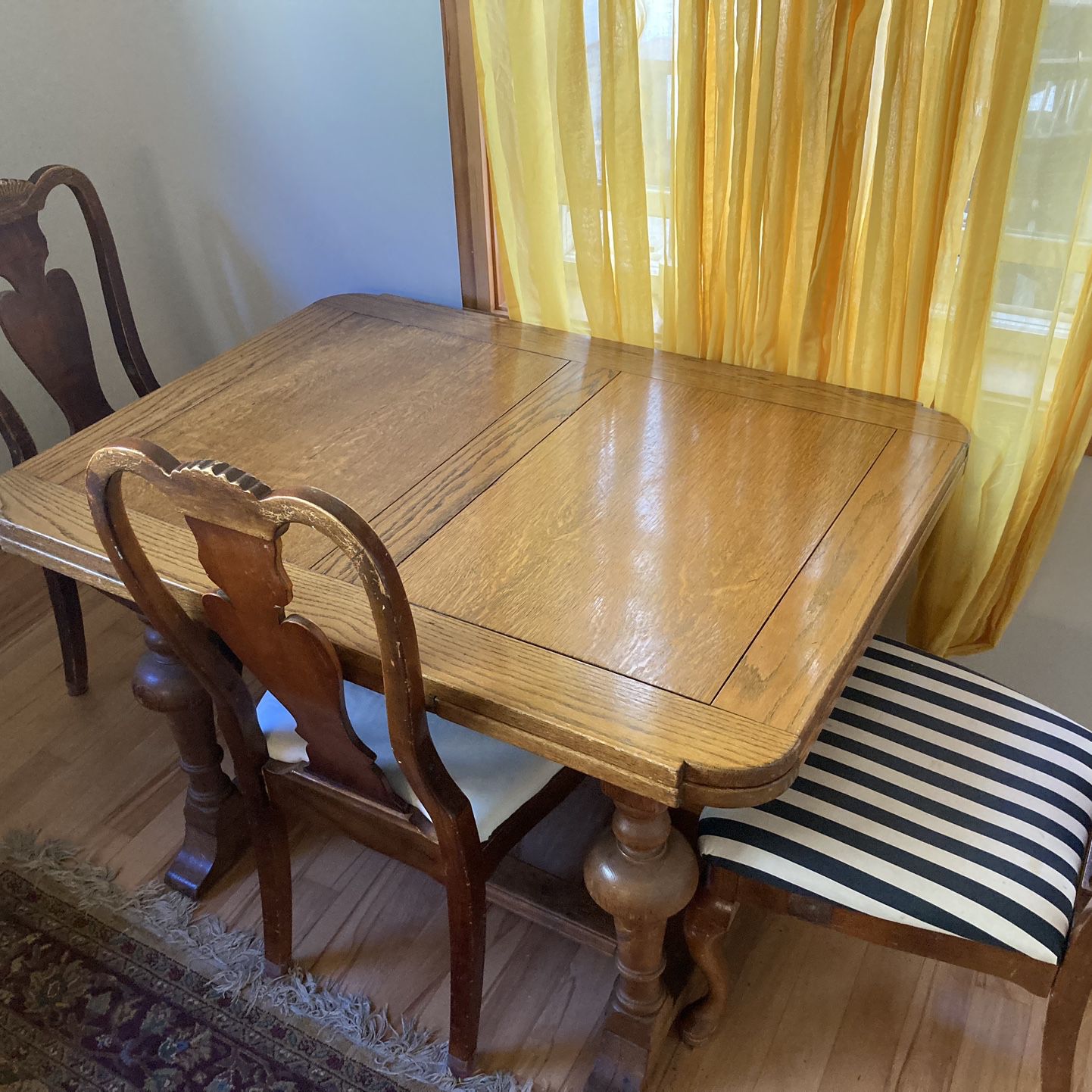 wood dining table with chairs